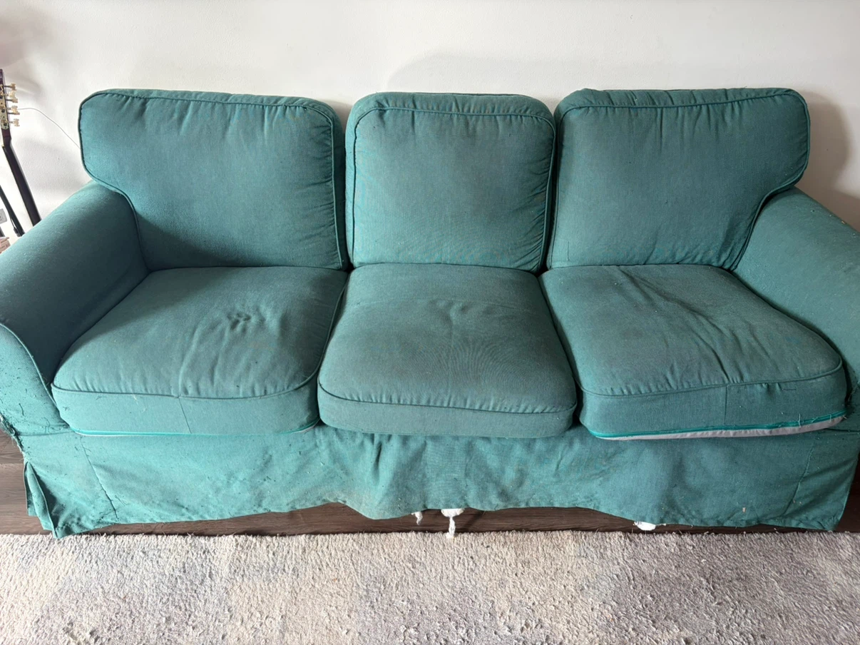 Three-Seater Teal Sofa