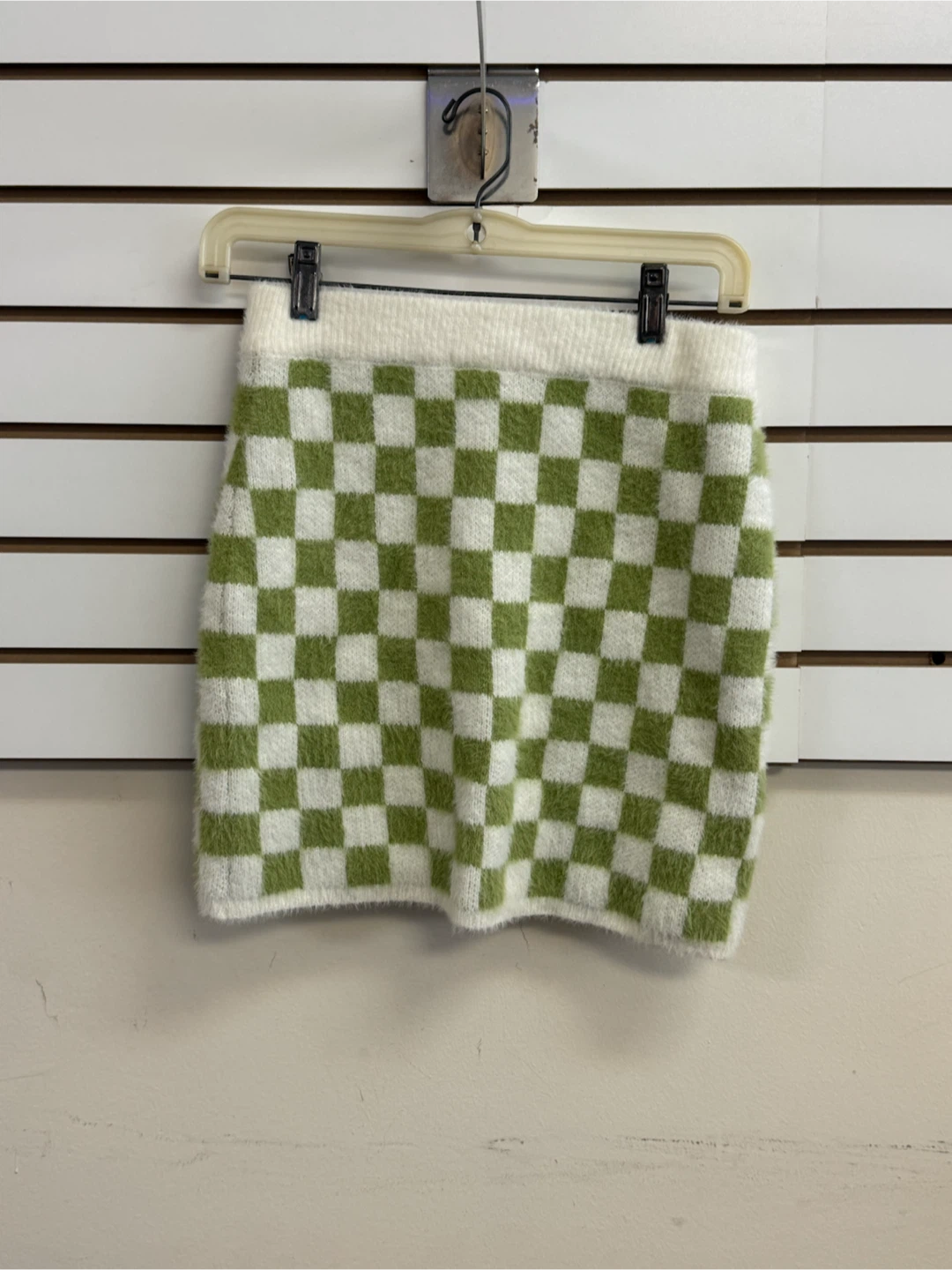 L.A. Hearts Green and White Checkered Mini Skirt
