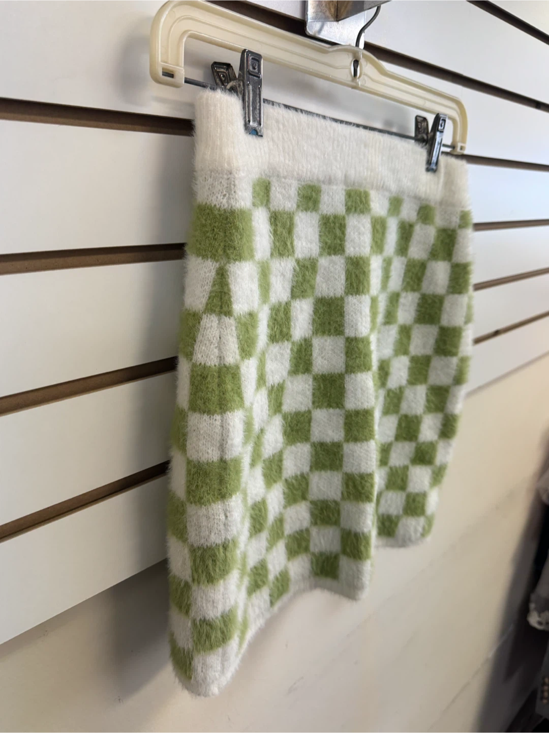 L.A. Hearts Green and White Checkered Mini Skirt - photo 2