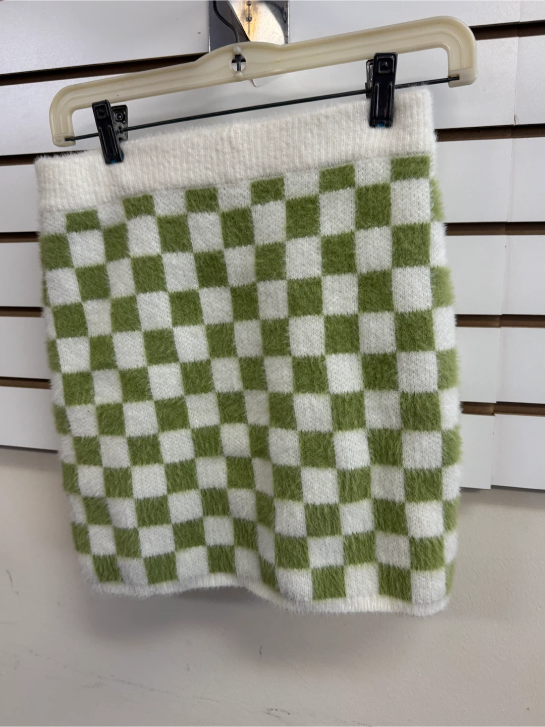 L.A. Hearts Green and White Checkered Mini Skirt - photo 3