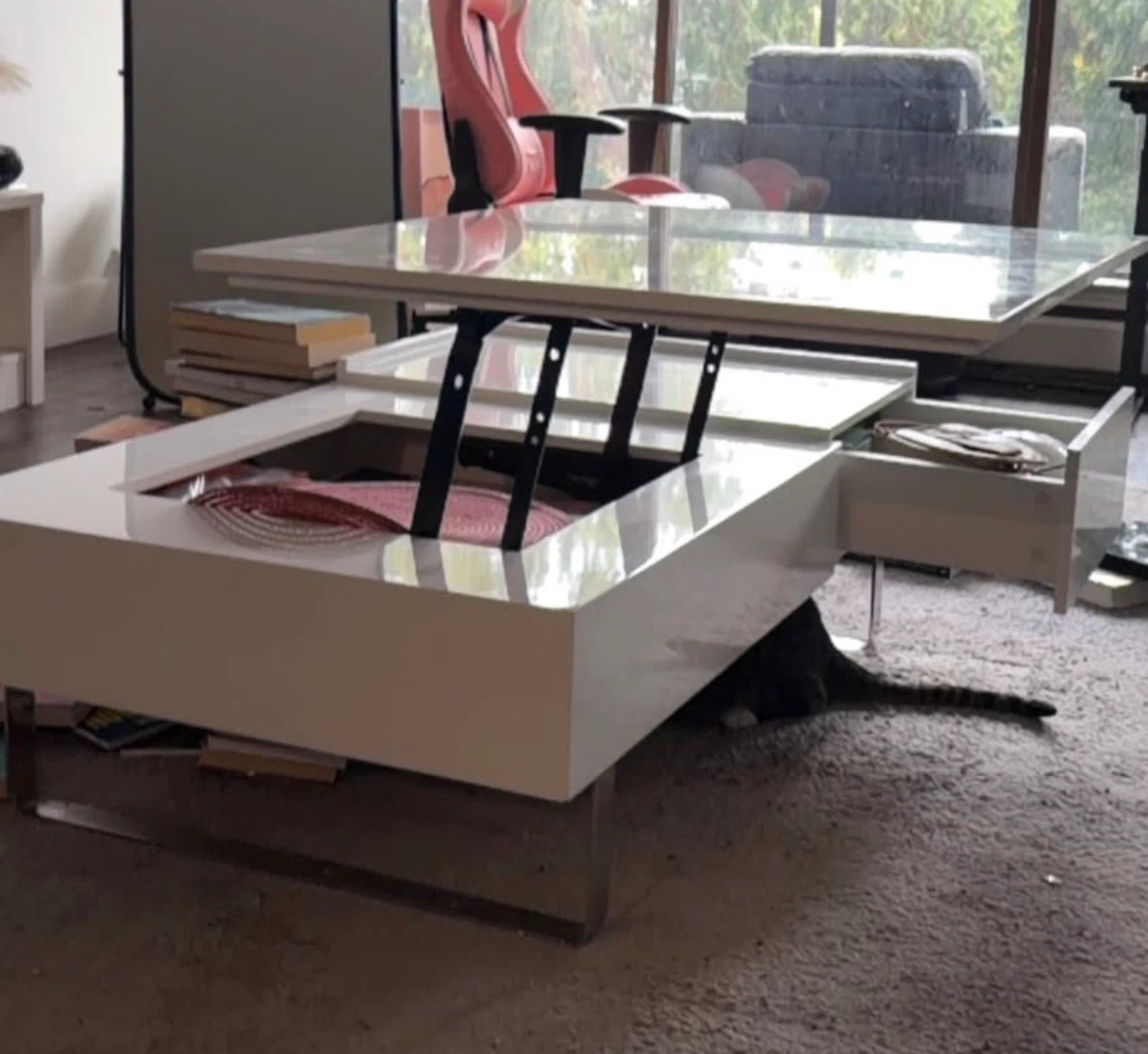 White Lift-Top Coffee Table - photo 2