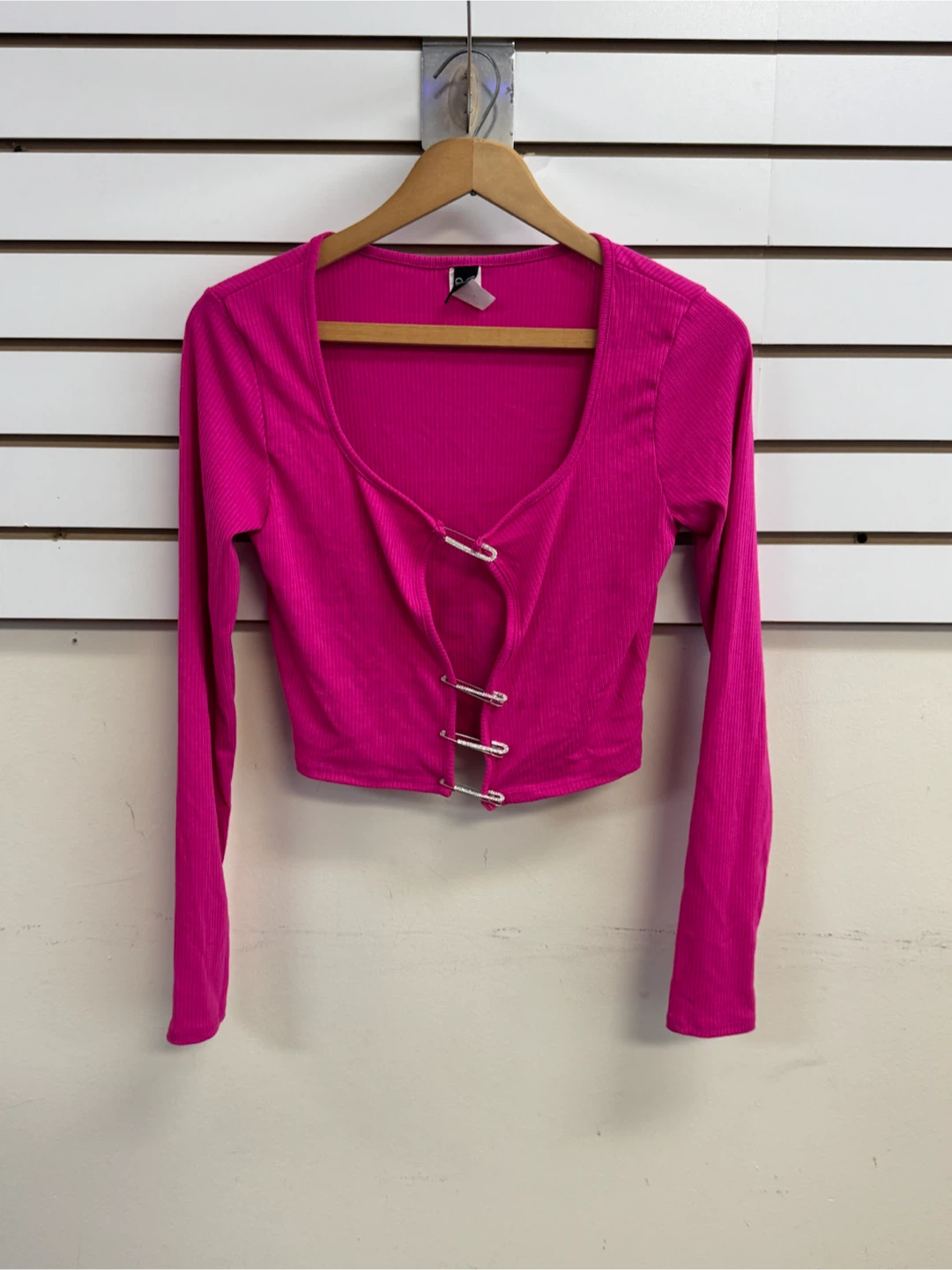 Windsor Hot Pink Long Sleeve Ribbed Top