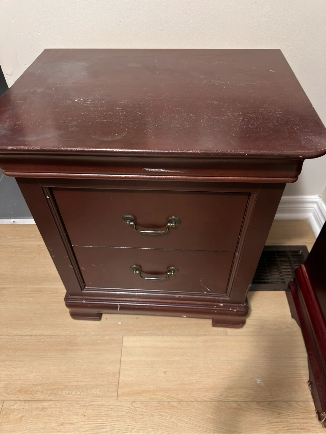 Dark Wood 2-Drawer Nightstand