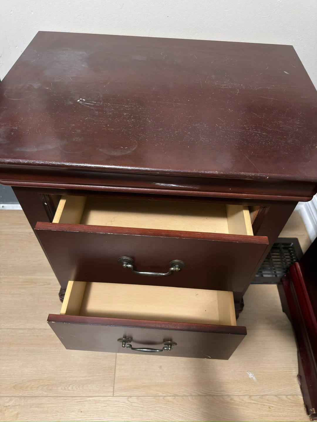 Dark Wood 2-Drawer Nightstand - photo 2
