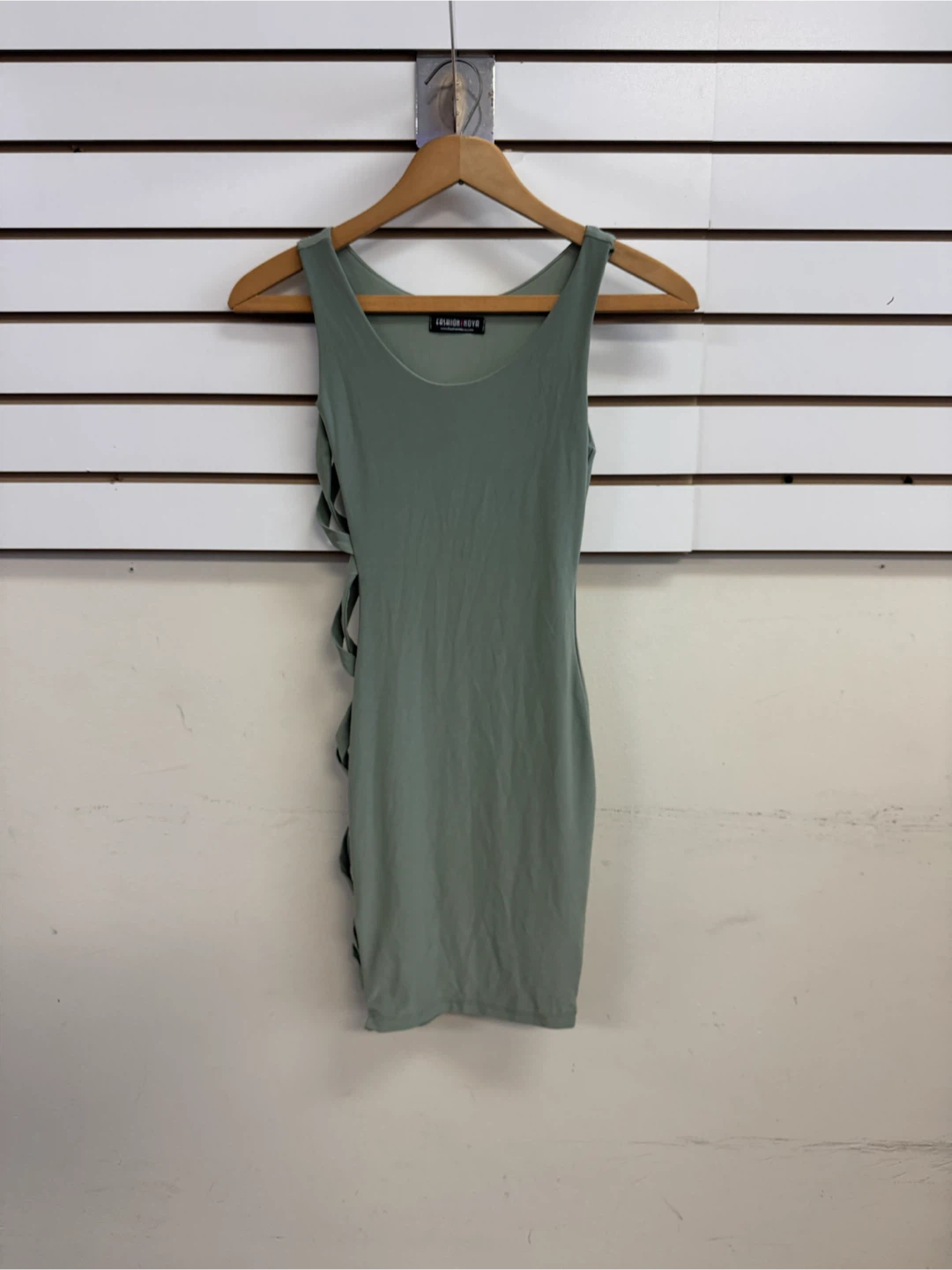 Fashion Nova Olive Green Side Lace-Up Dress