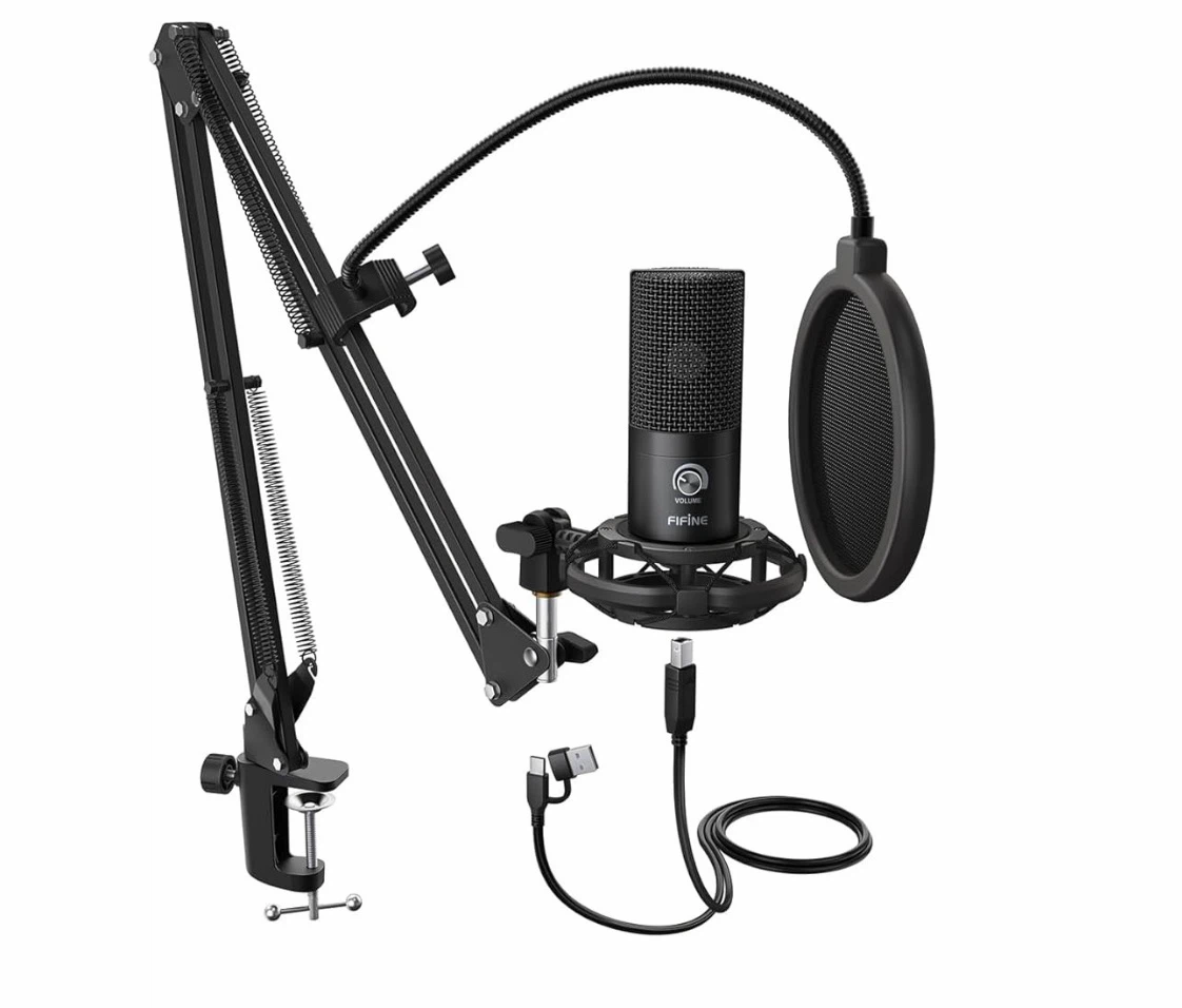 Fifine USB Condenser Microphone with Boom Arm