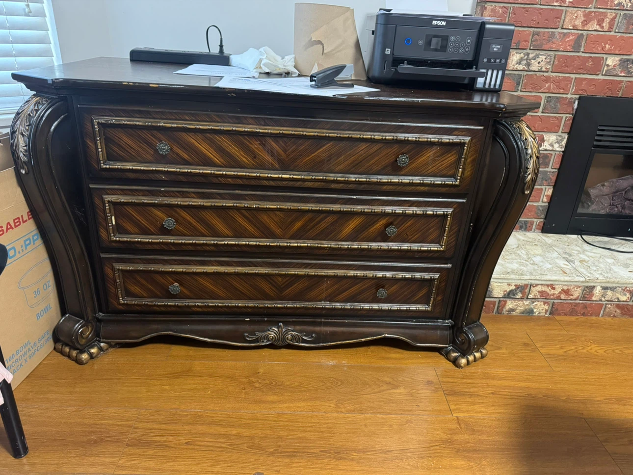 Classic Wood Dresser with Three Drawers