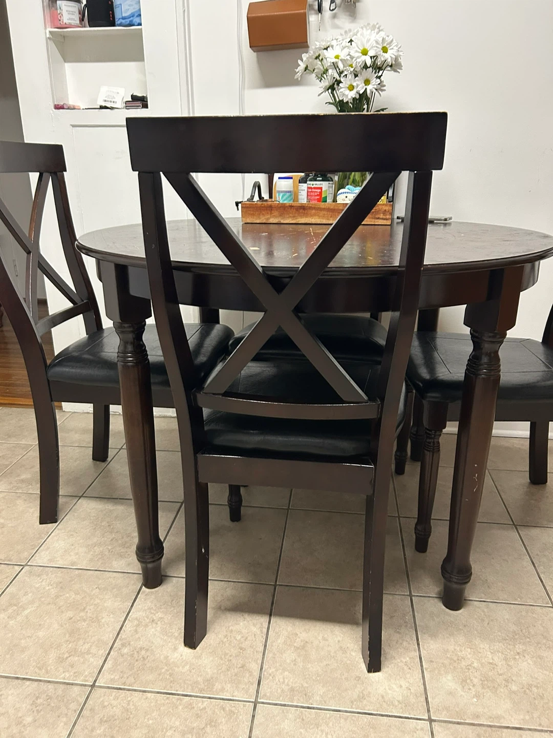 Round Wood Dining Table and 4 Chairs - photo 2