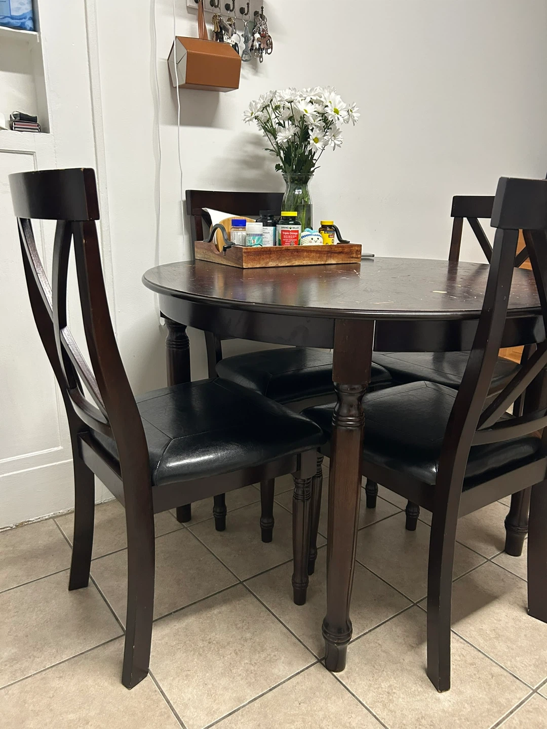Round Wood Dining Table and 4 Chairs - photo 3