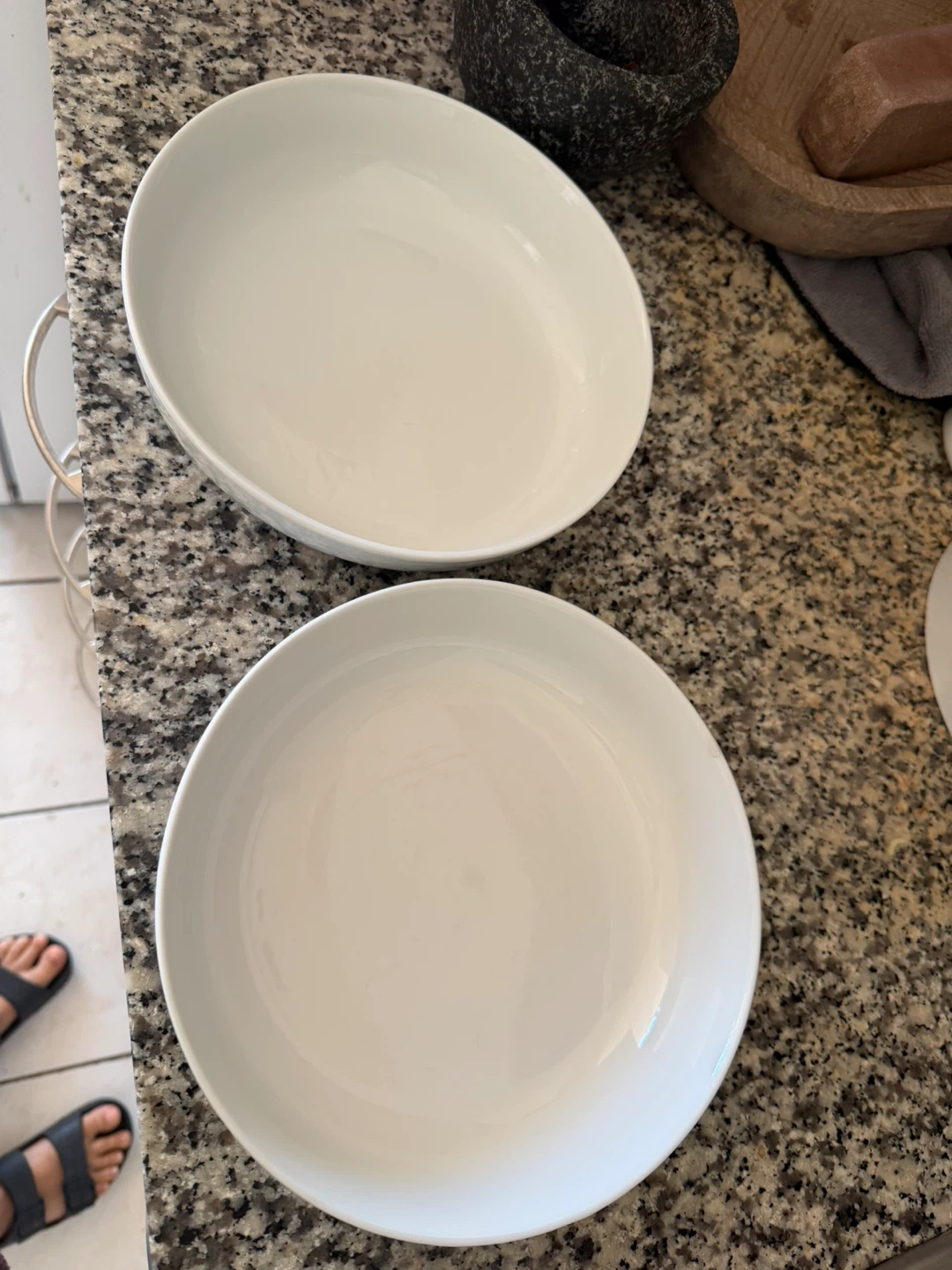 Set of Two White Ceramic Dip plates