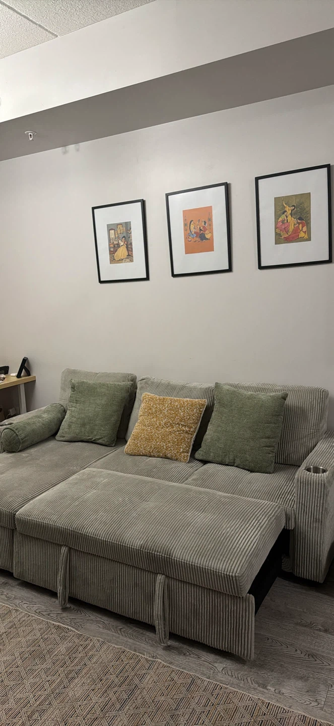 Corduroy Sectional Sofa Bed - photo 2