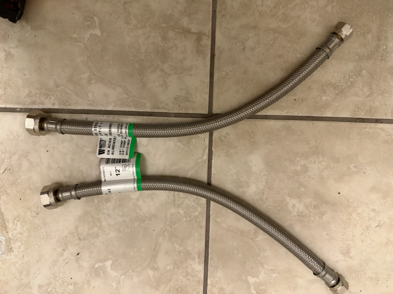Two Watts 12-inch Stainless Steel Faucet Supply Lines