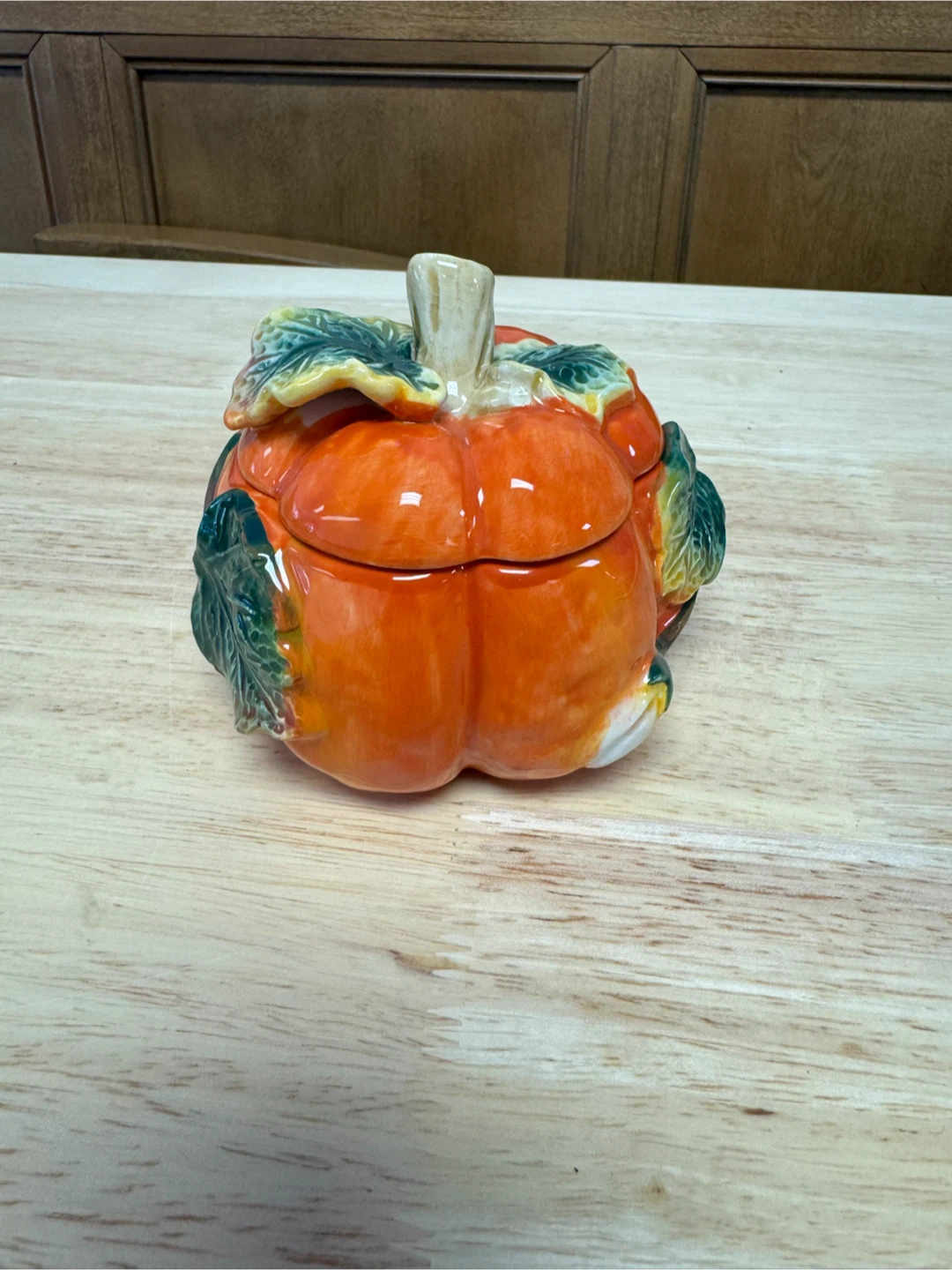 Ceramic Pumpkin Trinket Box