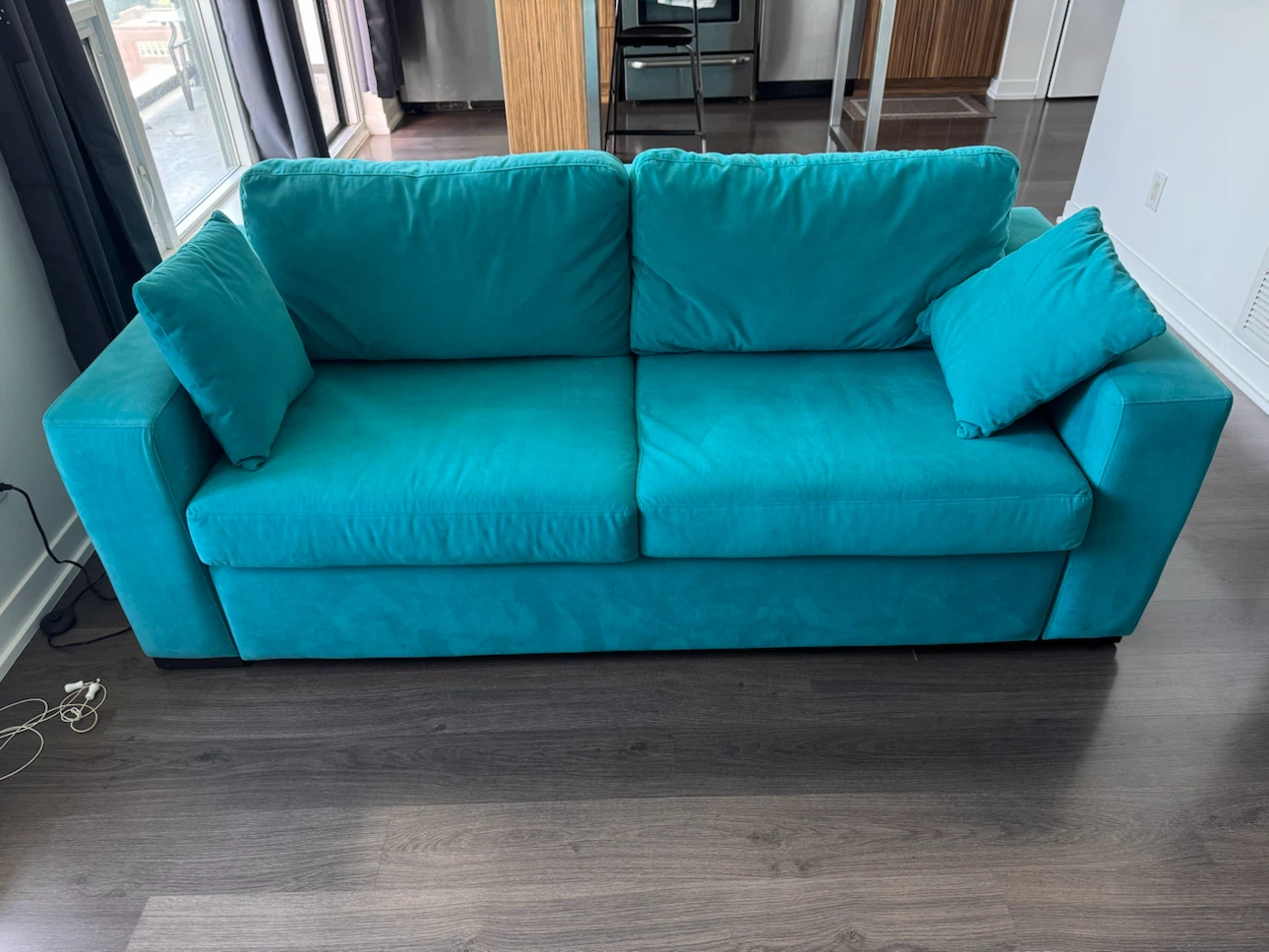 MOVING SALE : Sofa Bed — Queen Size | Teal Velvet | Like New!