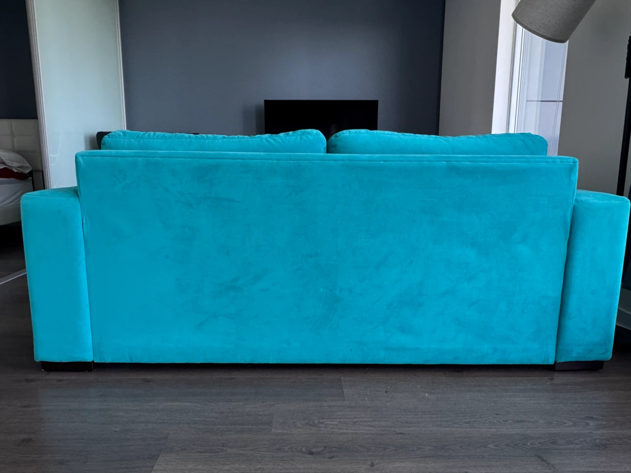 MOVING SALE : Sofa Bed — Queen Size | Teal Velvet | Like New! - photo 3