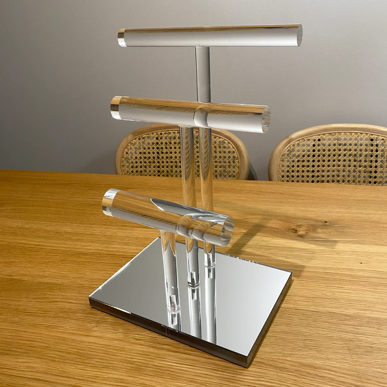 Luxury Clear Acrylic Jewelry Stand Multi-Tier Mirrored Base - photo 2