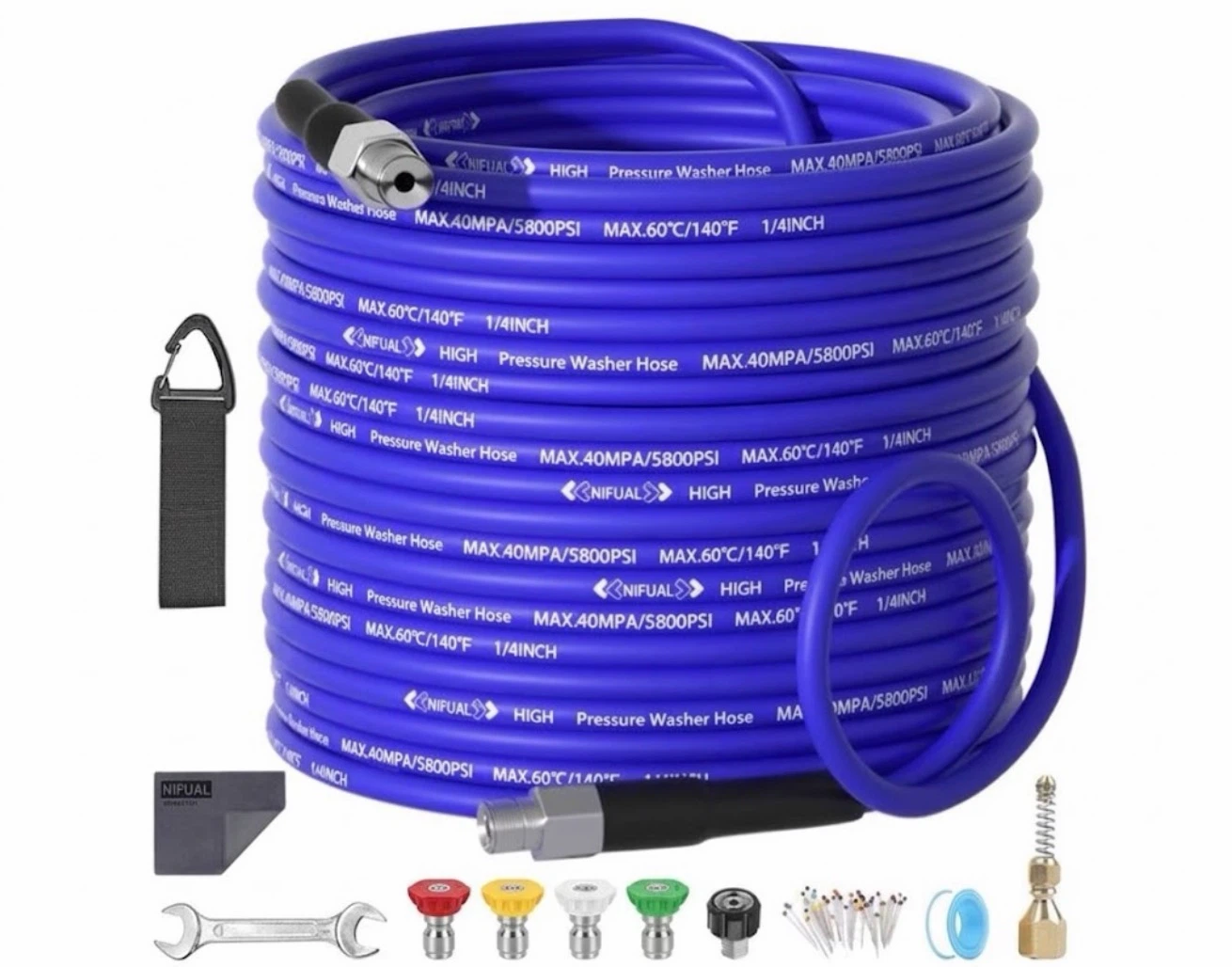 100FT Nifual Pressure Washer Sewer Jetter Hose Kit