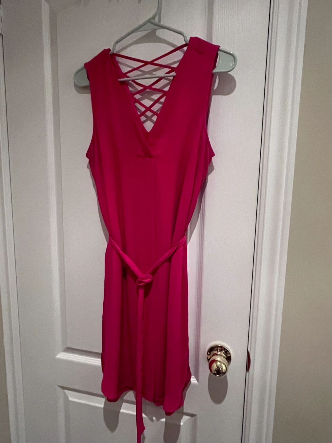 Pink Sleeveless Dress with Criss-Cross Back