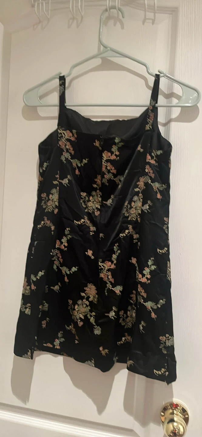 Black Floral Print Satin tunic - photo 2