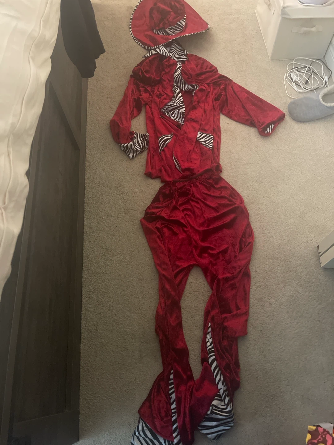 Red Velvet Costume with Zebra Print Accents