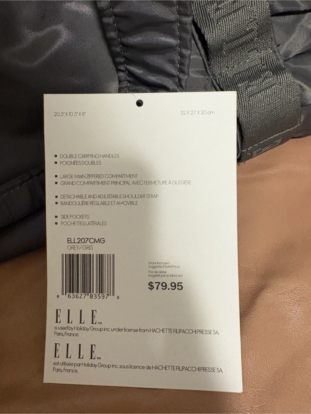 Elle Gray Duffle Bag NWT For Gym, Travel, Weekender - photo 2