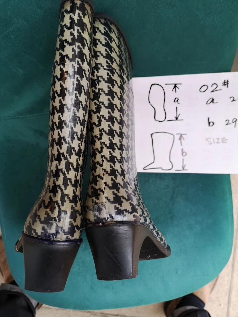 Hounds-tooth Pattern Rubber Boots Size S - photo 4