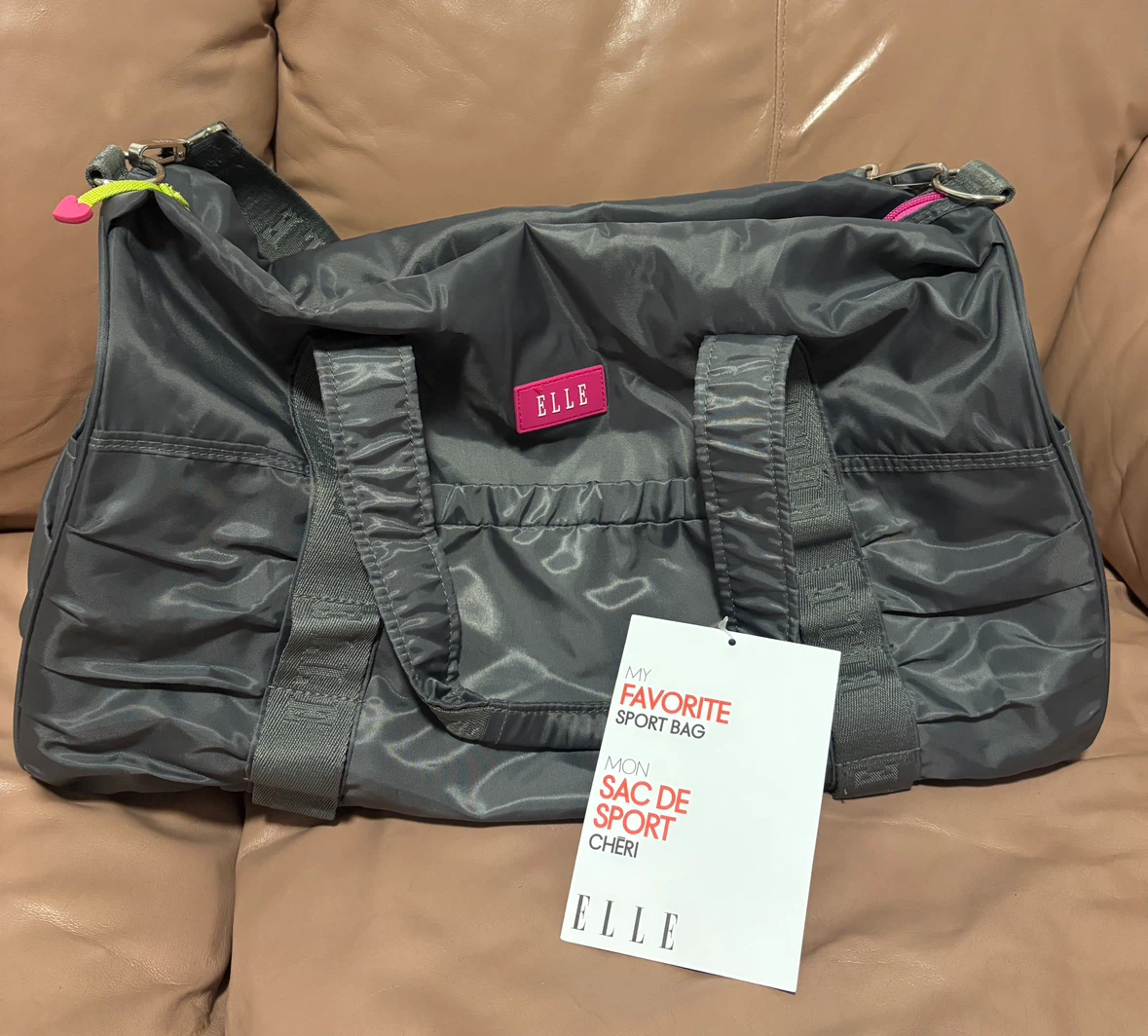 Elle Gray Duffle Bag NWT For Gym, Travel, Weekender