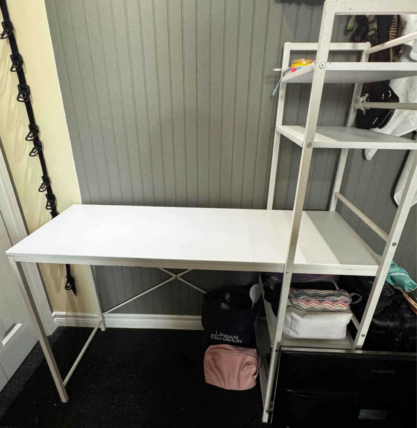 White Desk with Integrated Shelving