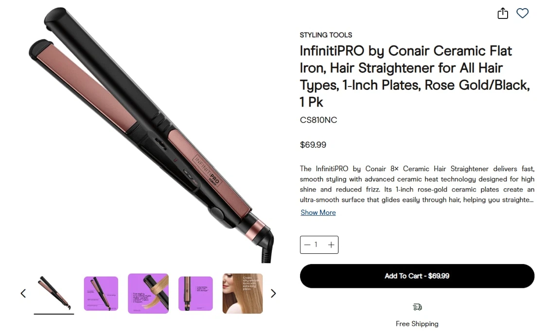 InfinitiPRO by Conair Rose Gold/Black Hair Straightener - photo 5