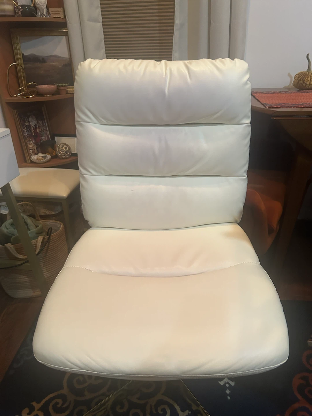 White Faux Leather Swivel Chair