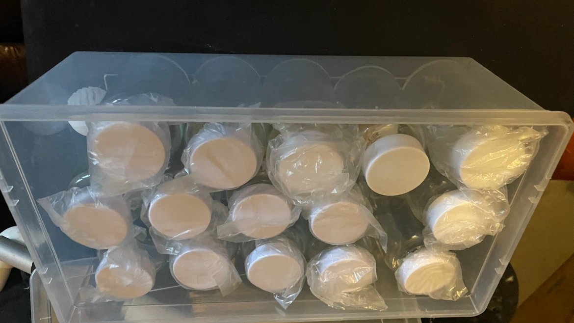 Set of 12 Clear Glass Spice Jars with White Lids
