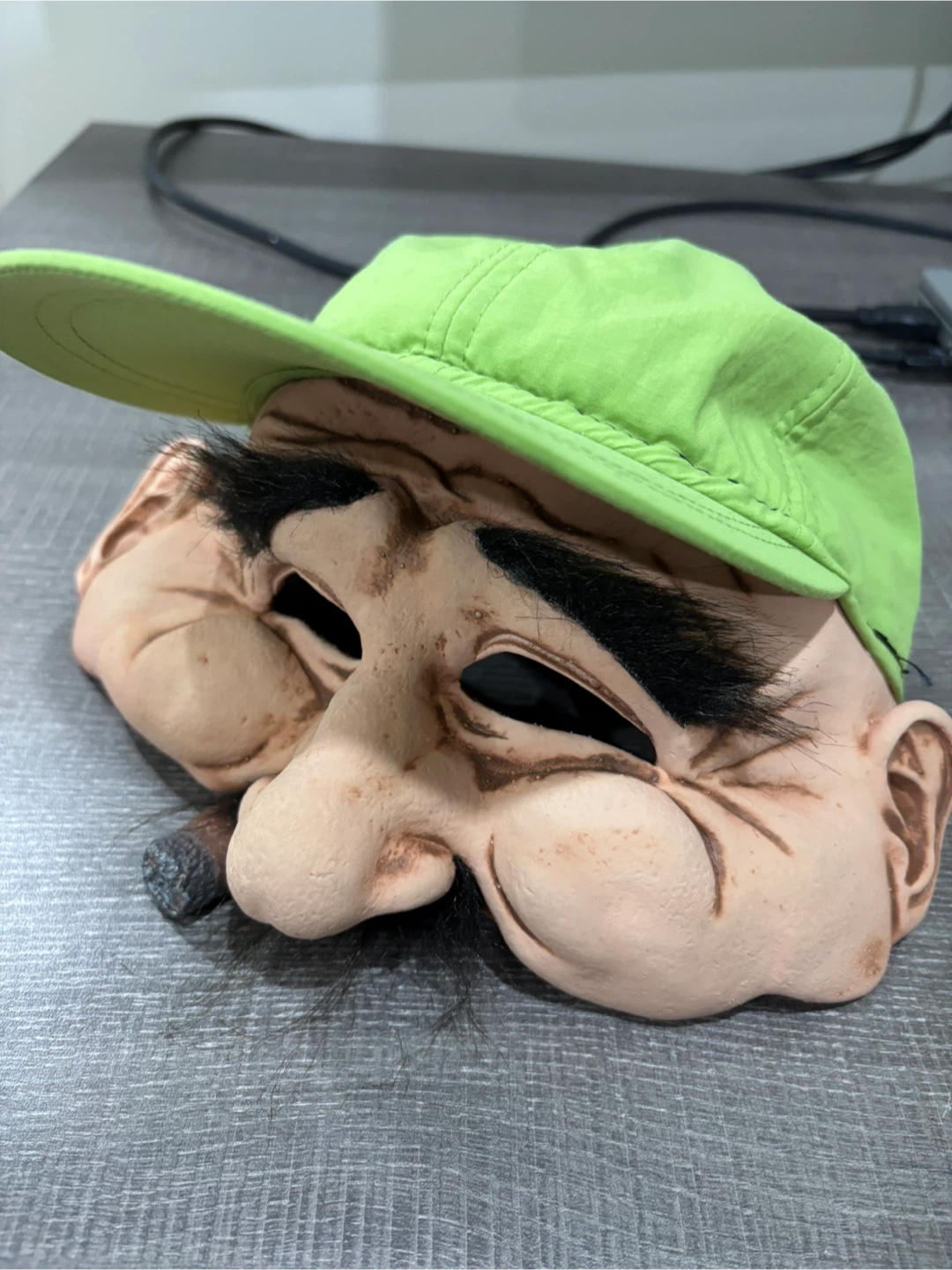 Halloween Novelty Old Man Mask with Green Hat