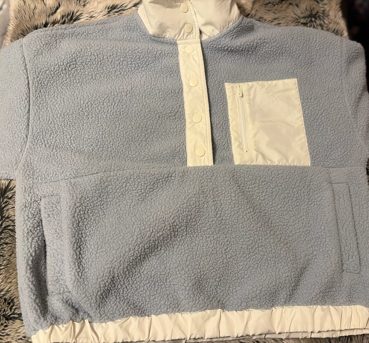 Altar d’state Ash Blue Ivory Snap-Up Fleece Pullover