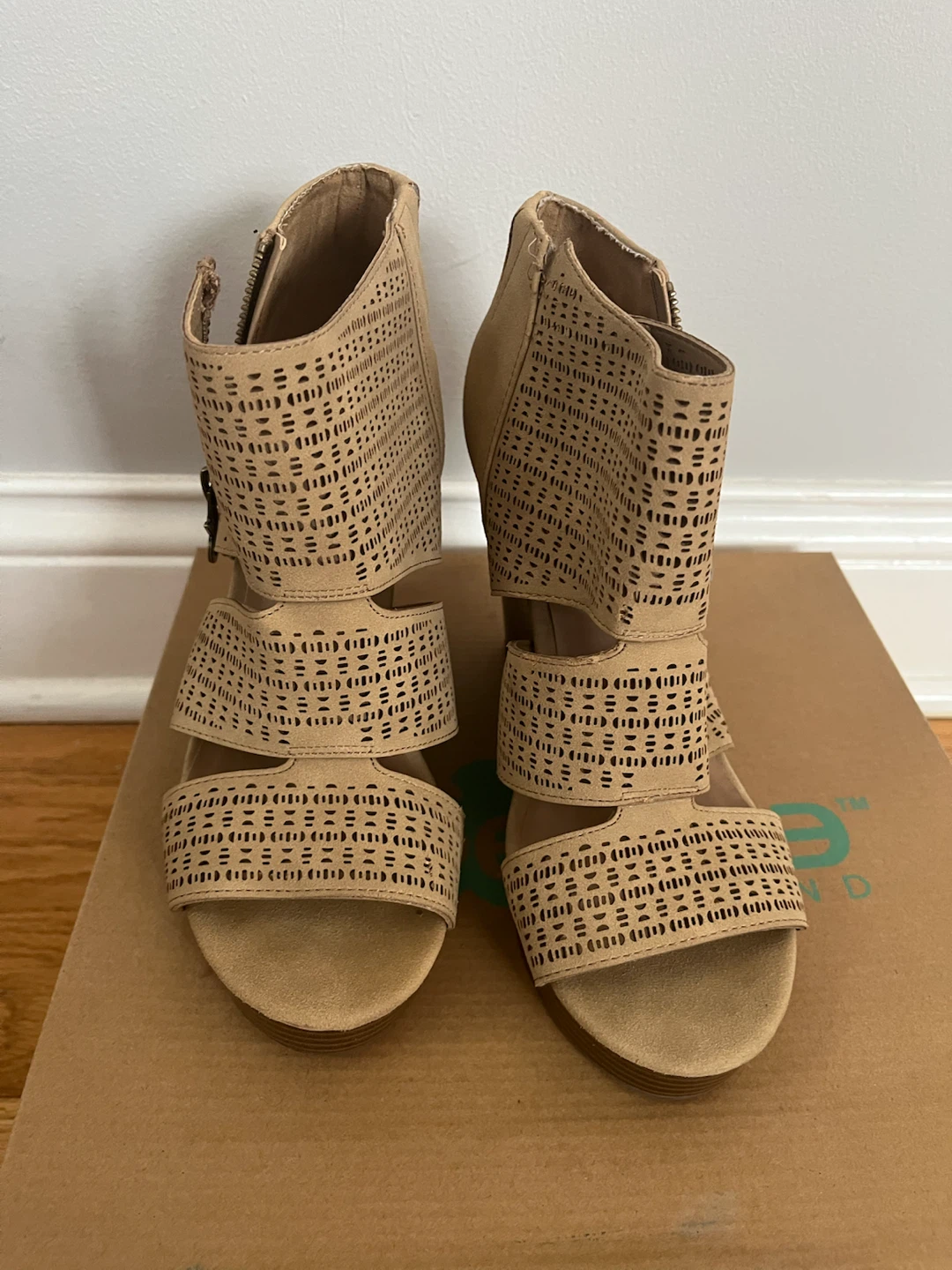 Parker & Sky Beige Wedge Sandals
