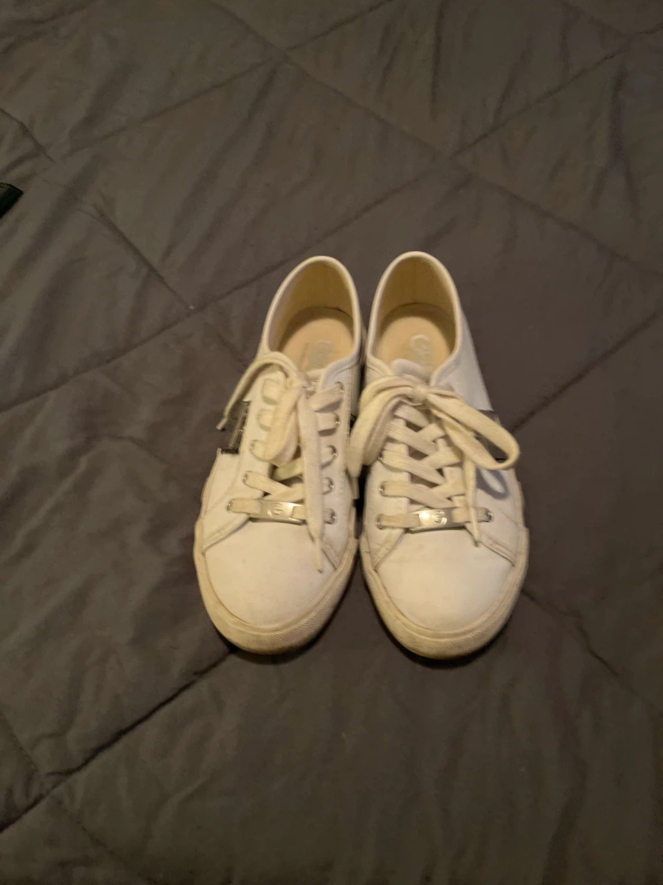 Guess White Sneakers with Snakeskin Detail