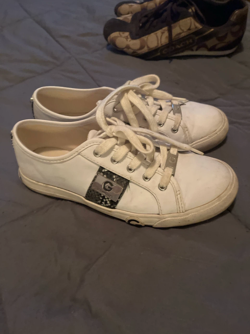 Guess White Sneakers with Snakeskin Detail - photo 2