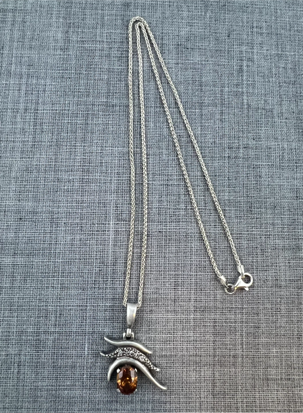 Sterling Silver Citrine Pendant Necklace