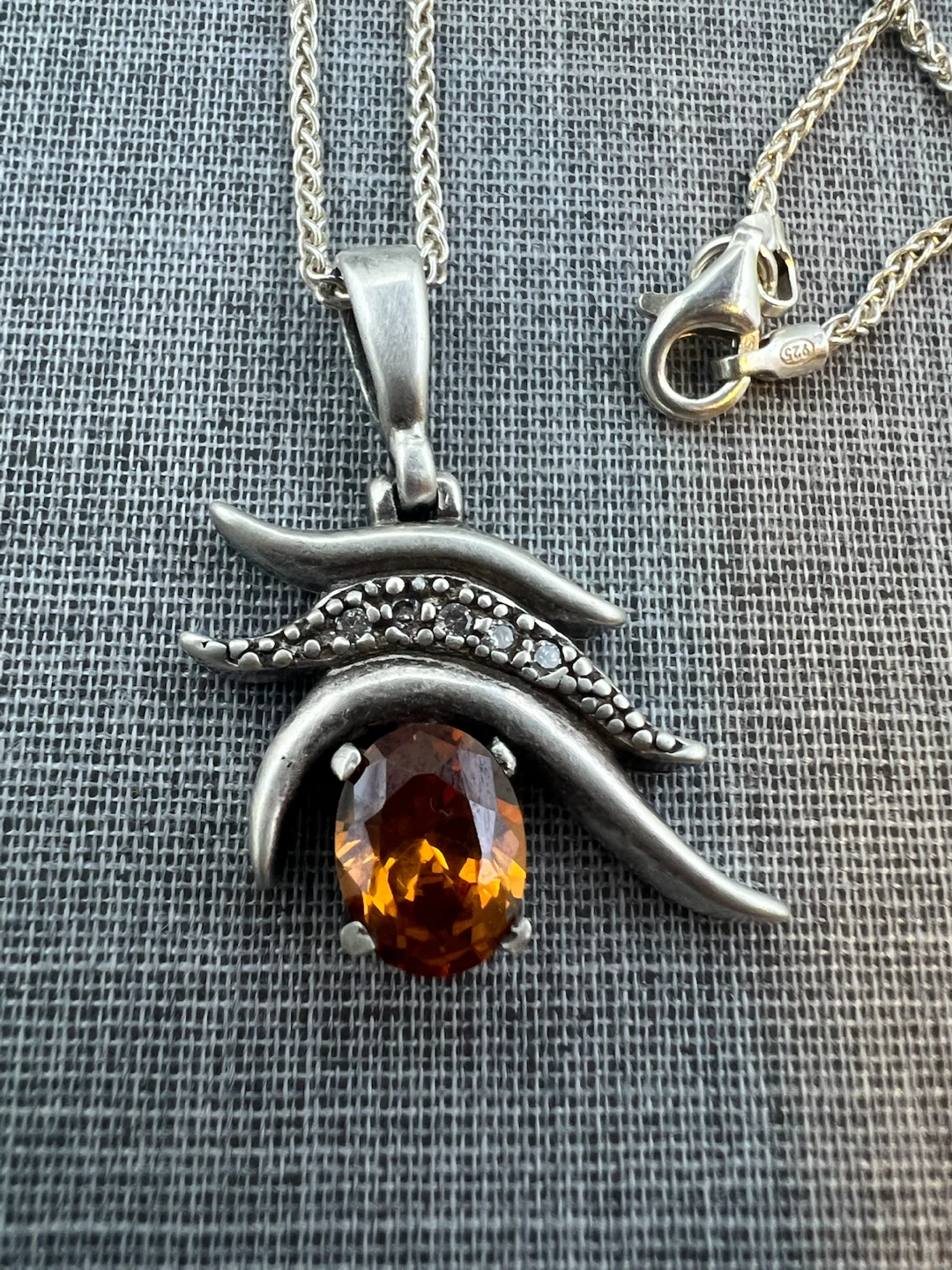 Sterling Silver Citrine Pendant Necklace - photo 2