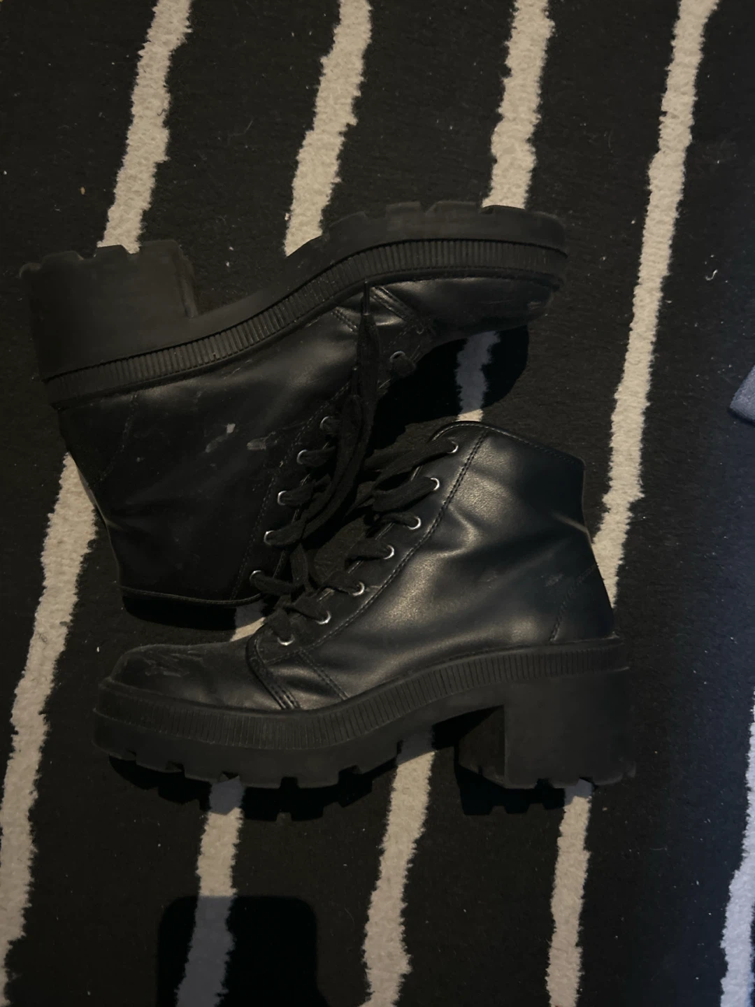 Black Lace-up Combat Boots Size 40