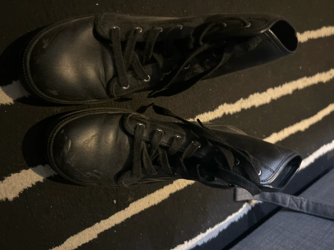 Black Lace-up Combat Boots Size 40 - photo 2