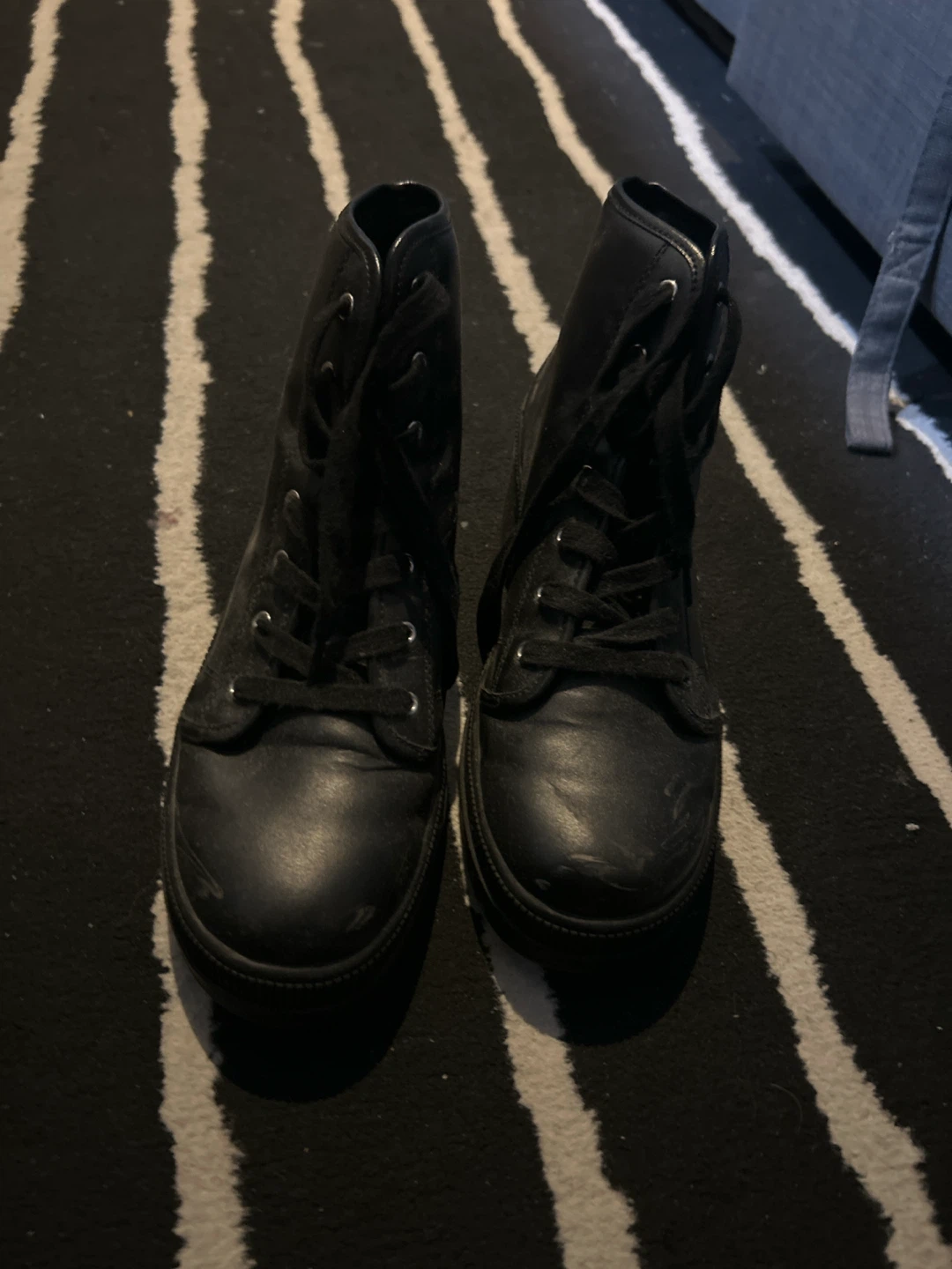 Black Lace-up Combat Boots Size 40 - photo 4