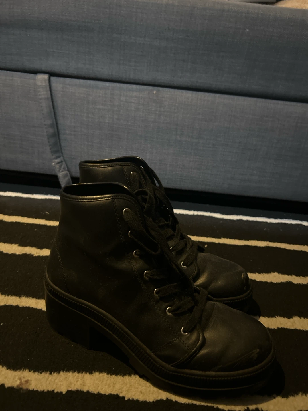 Black Lace-up Combat Boots Size 40 - photo 5