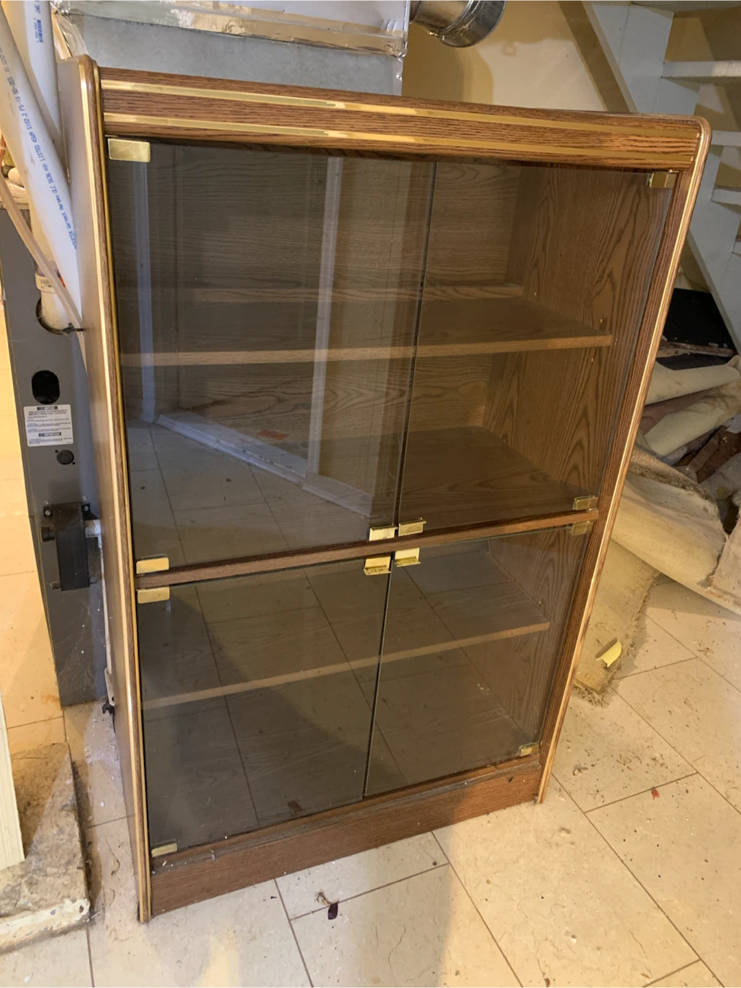 Oak and Glass Display Cabinet