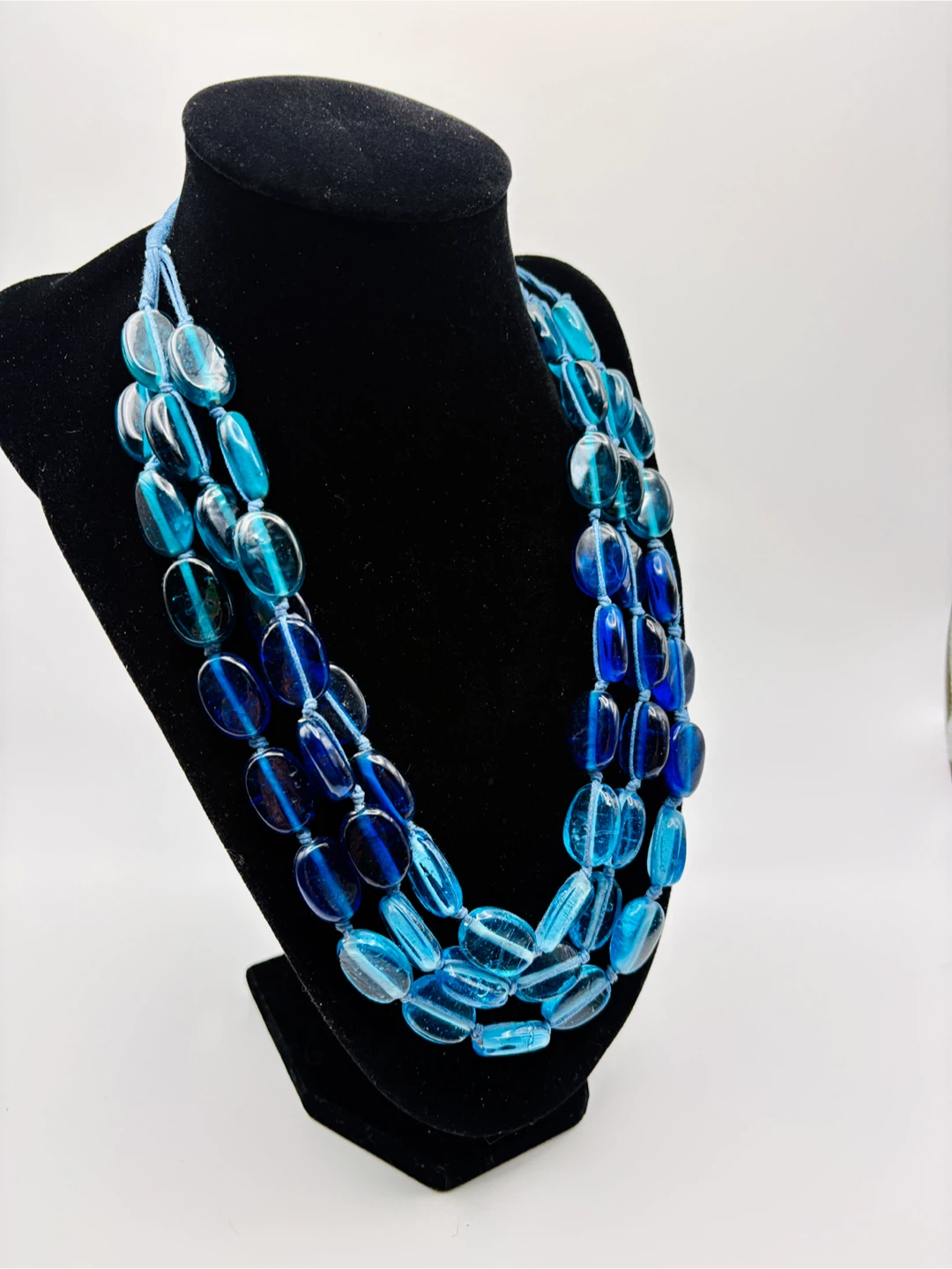 Blue Multi-Strand Glass Bead Necklace - photo 2