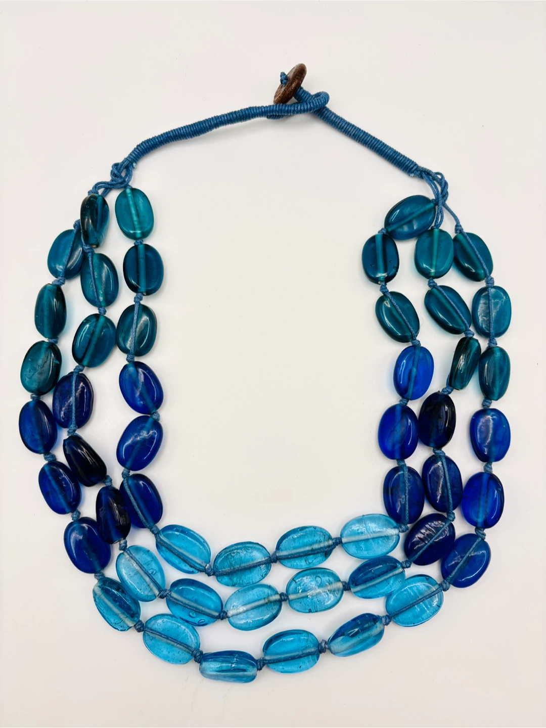 Blue Multi-Strand Glass Bead Necklace - photo 4