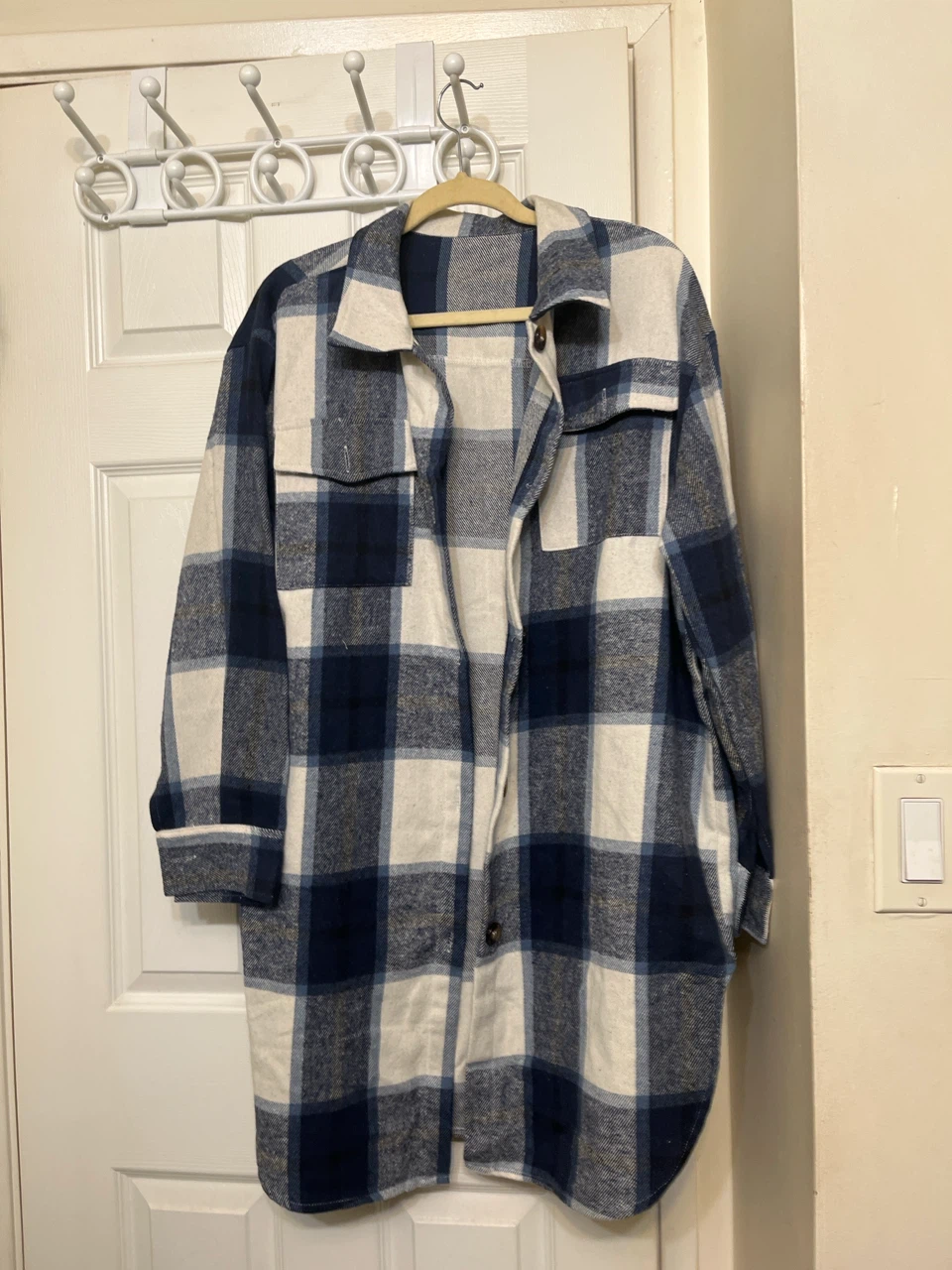 Blue and White Plaid Shacket