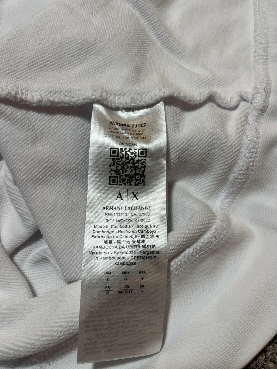Armani Exchange White Sweatshirt Large - photo 4