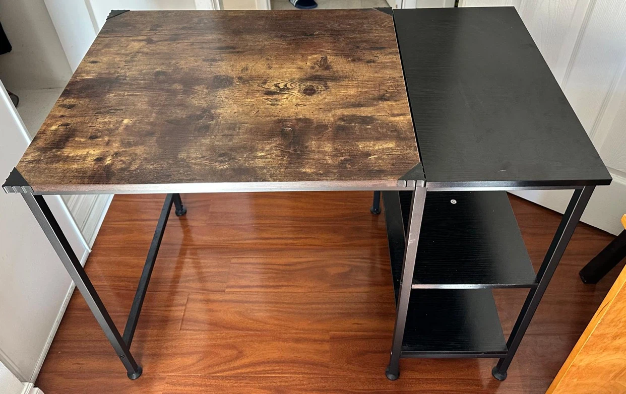 Industrial Style Computer Desk with Shelving - photo 2