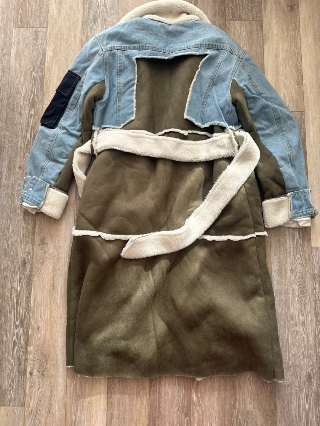TWOTWINSTYLE Denim and Faux Shearling Coat - photo 4