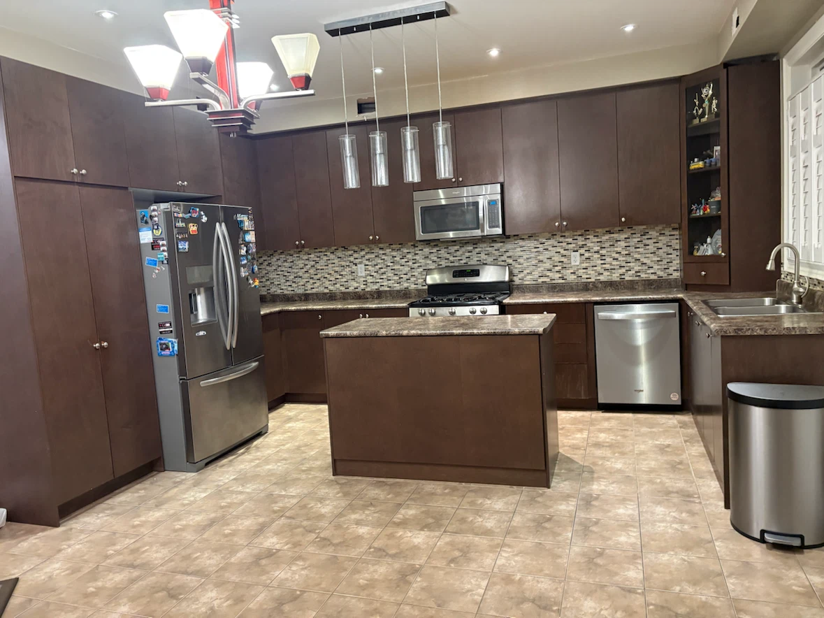 Complete Dark Wood Kitchen Cabinetry Set